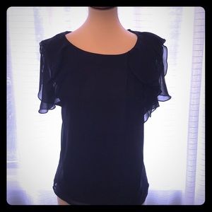 Navy blue BCBG blouse with petal sleeves